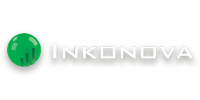 Inkonova white logo with green sphere